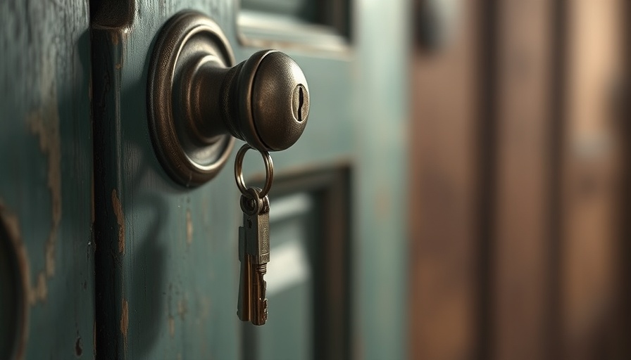 Key in lock on door related to writ of possession concept.