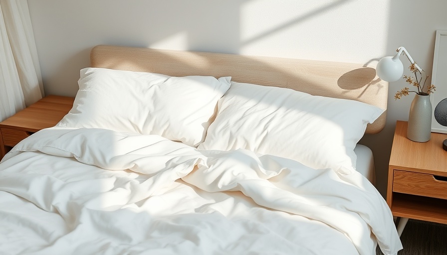 Serene bed setup with cooling sheets for hot sleepers, minimalist decor.