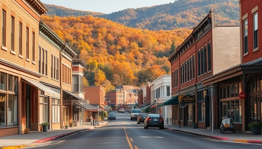 Charming West Virginia street in autumn, highlighting pros and cons of living.