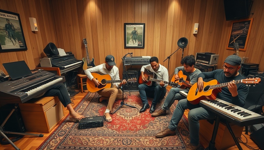 Musicians in a studio for Kneebody Jazz Fusion Return.