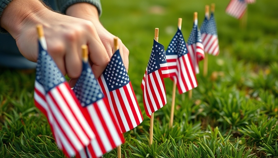 American flags on grass for Marin religious events and services.