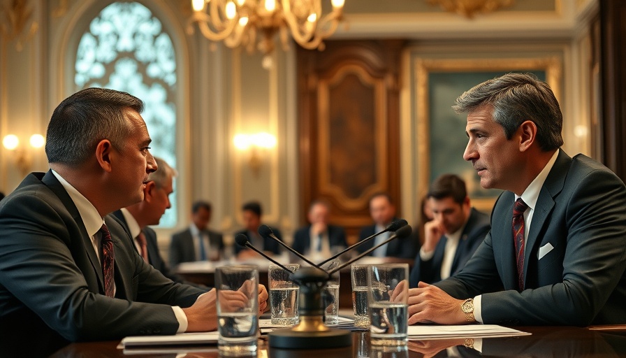 Formal meeting discussing U.S.-made iPhones, serious dialogue.