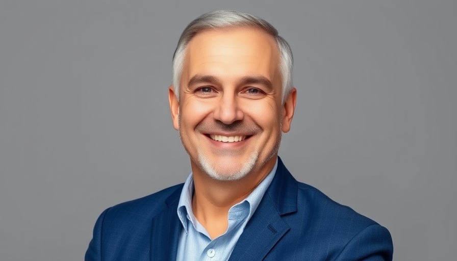 Middle-aged man in blue blazer smiling, AI-infused roll-ups of mature companies.