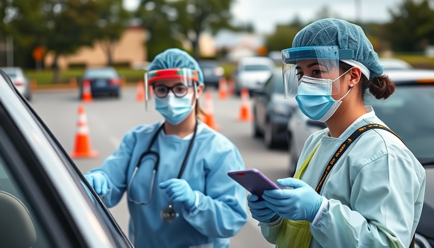 Healthcare workers conducting drive-thru test, illustrating COM nursing program funding.