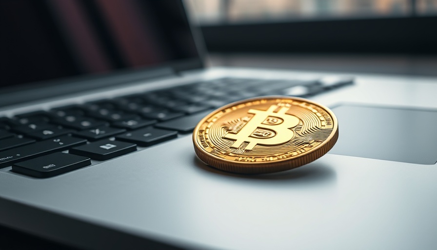 Golden Bitcoin coin on laptop keyboard, symbolizing Bitcoin investing.