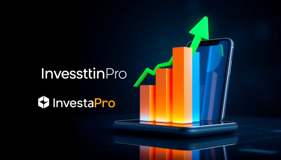 Stock market growth illustration with bar chart on smartphone.