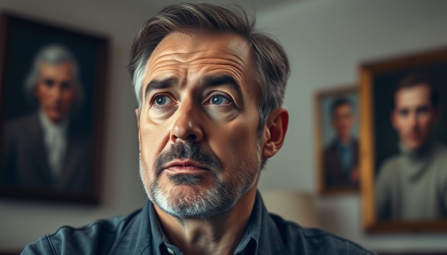 Middle-aged man deeply focused, reflecting on business strategy.