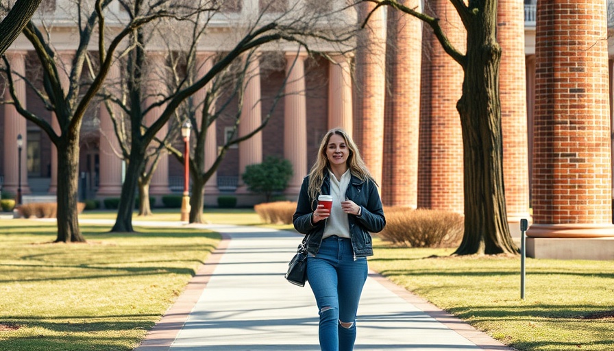 Two women holding coffee walking on a university campus in daylight.