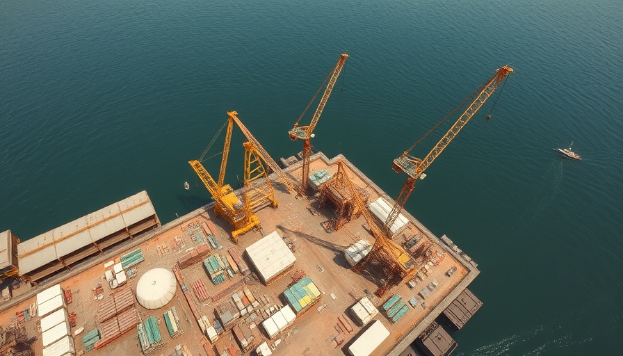 Aerial view of industrial dock with construction for TD Bank investment opportunities.