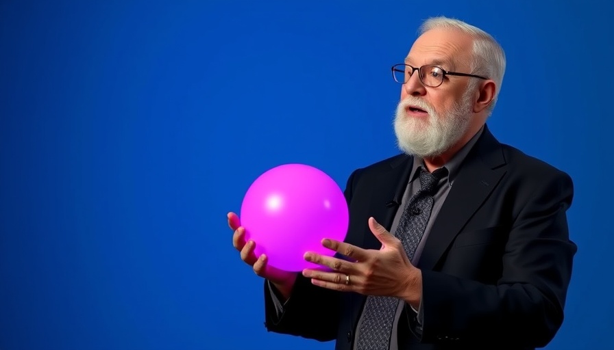 Man holding purple sphere in a professional setting related to US-Japan sovereign wealth fund.