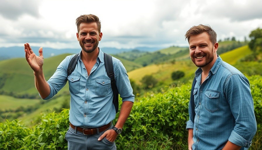 Men discussing carbon sequestration in lush greenery, investment opportunities.