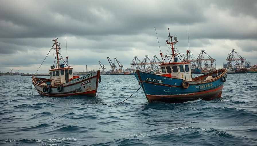 Fishing boats anchored under cloudy sky to curb illegal fishing