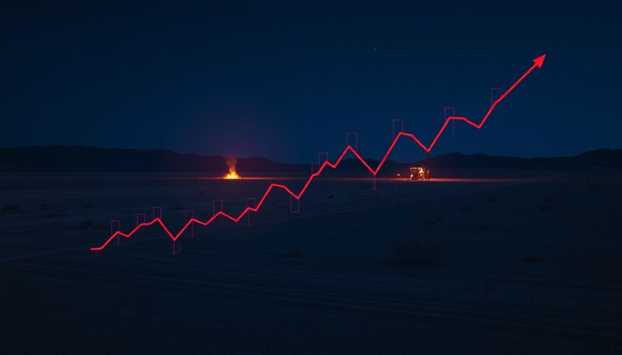 Graph overlay on desert with gas flare symbolizing end of US shale boom.