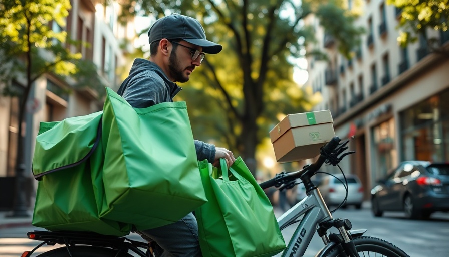Eco-friendly courier using e-bike for sustainable living delivery.