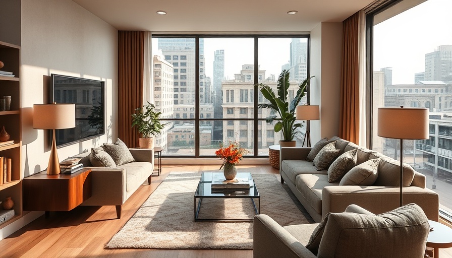Stylish small living room decor in modern urban setting