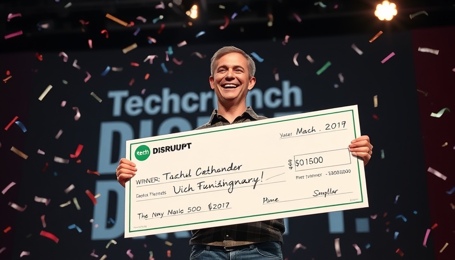 Winning moment at Startup Battlefield 200 with confetti and large check