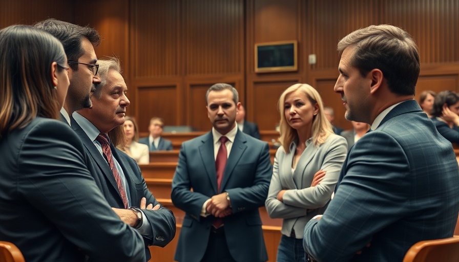 Courtroom scene discussing emissions-cheating scandal.