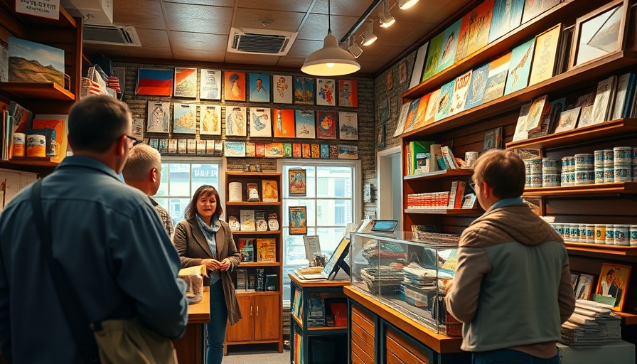 Bustling village post office showcasing sustainability challenges.