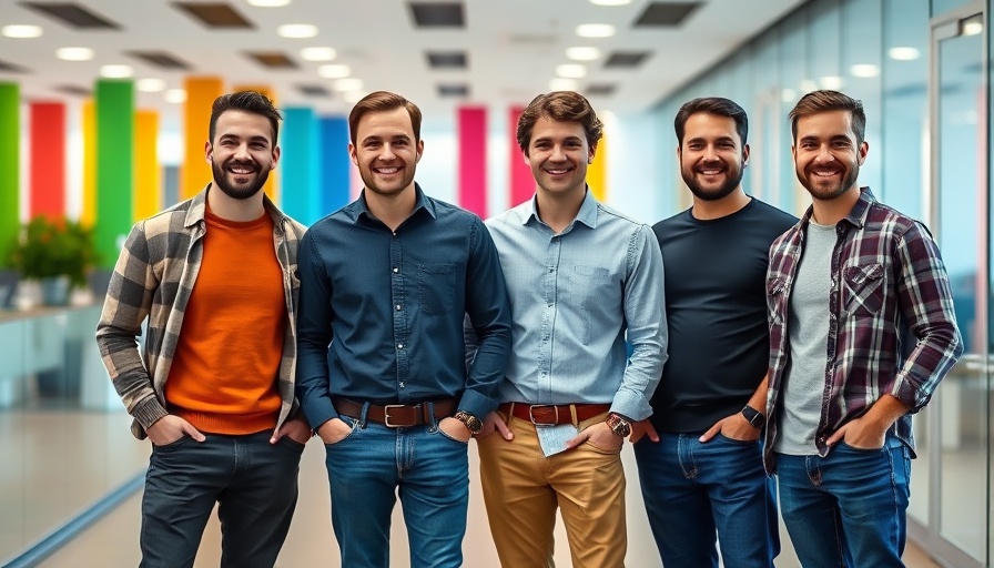 Group of four men in a modern office setting for business startup funding.