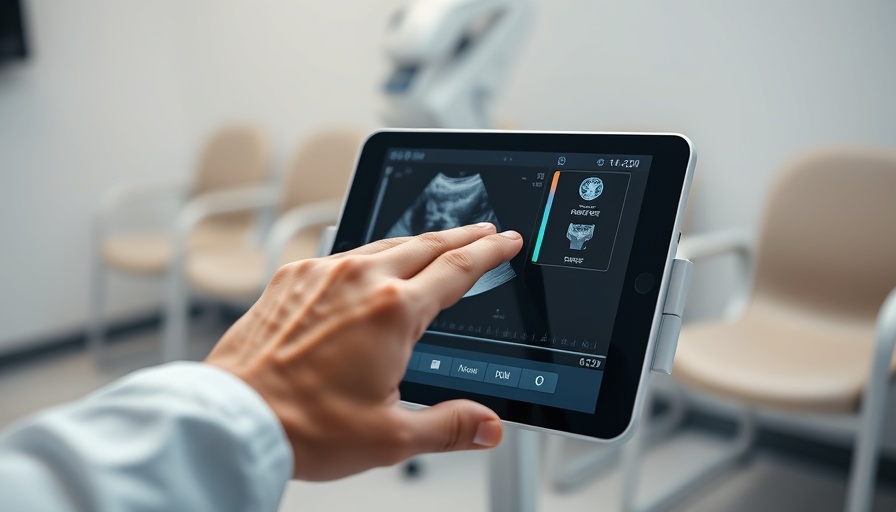 Medical professional using tablet for ultrasound, Samsung investment in medical imaging startup Exo.