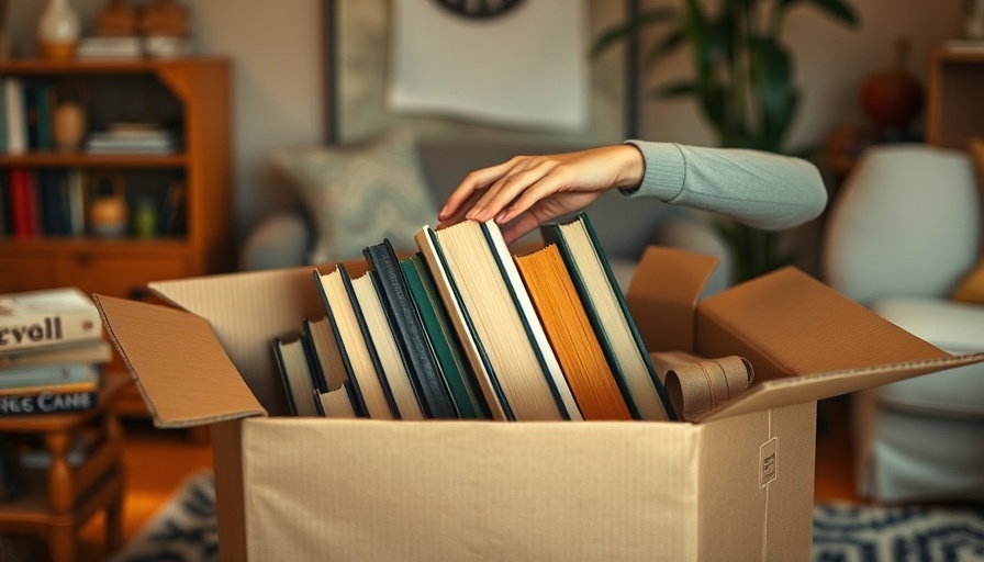 Packing books in a box for moving in a cozy room.