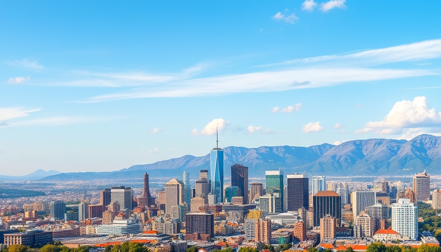 Skyline of one of the hottest cities in the U.S. with mountains in the background.