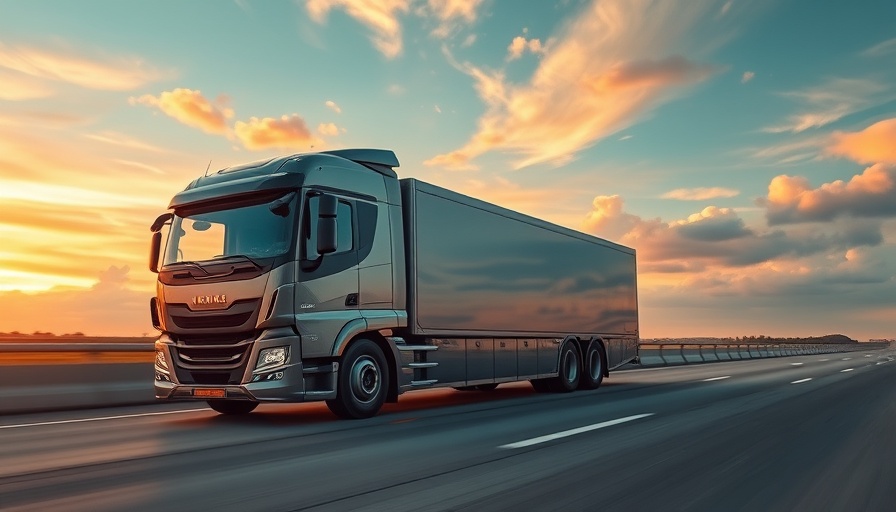 TuSimple autonomous truck on highway at sunset