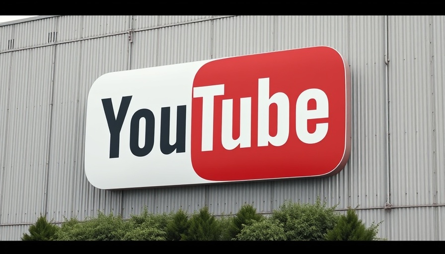 YouTube sign on industrial building, minimalistic design.
