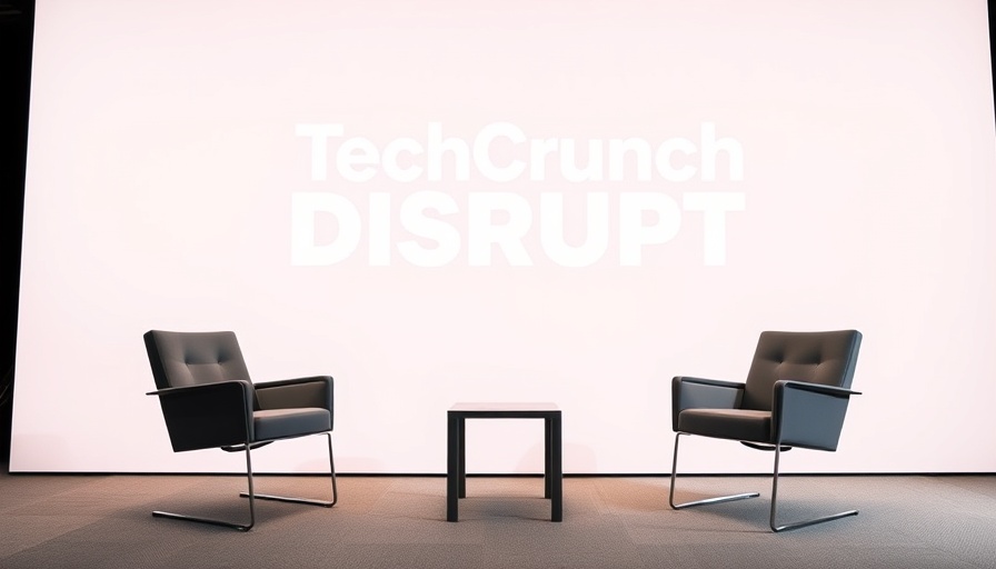 TechCrunch Disrupt stage setup with logo backdrop