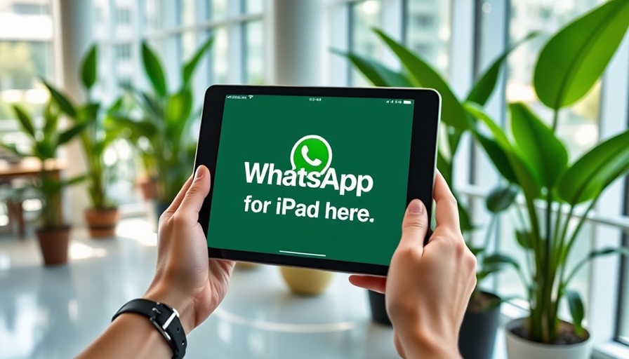 WhatsApp iPad app launch: User holding iPad with app interface.