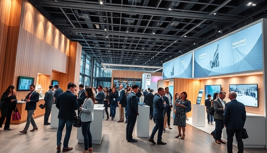 McKinsey office at exhibition showcasing staff interactions and digital displays, reflecting corporate environment.