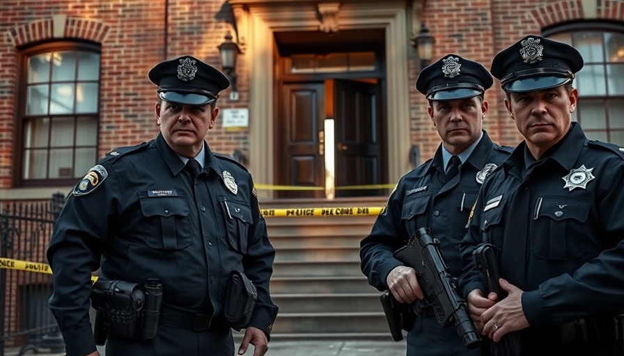 Police officers securing crime scene in Kentucky related to crypto crime.