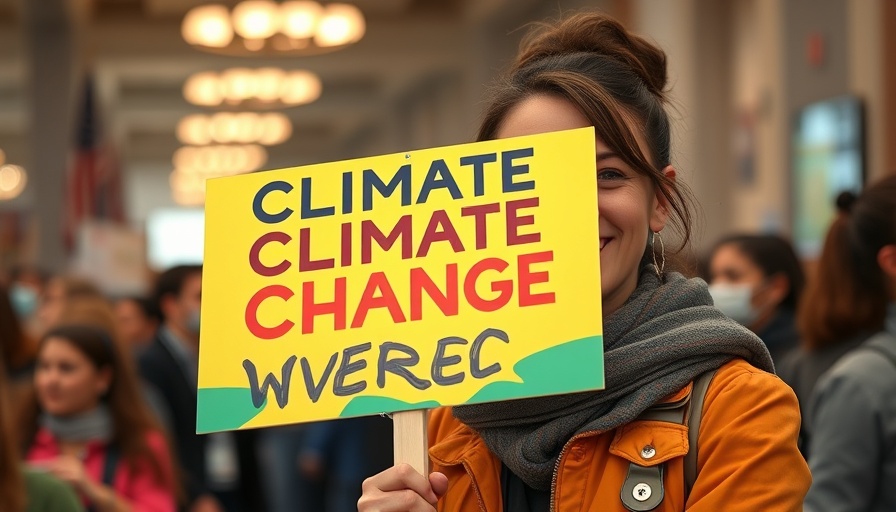 Woman with climate change sign highlighting cancer rates in women.