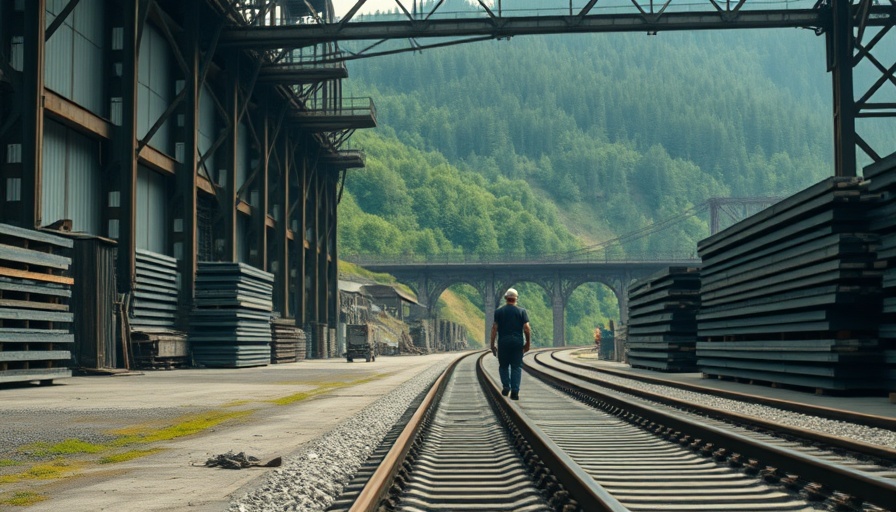 U.S. Steel plant exterior showcasing industrial setup and worker.