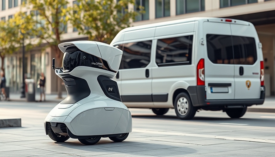Futuristic robotic delivery device exemplifying last-mile delivery.