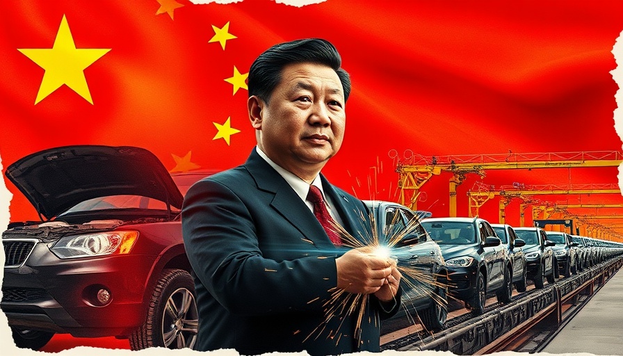 China's manufacturing dominance illustrated with industrial imagery.