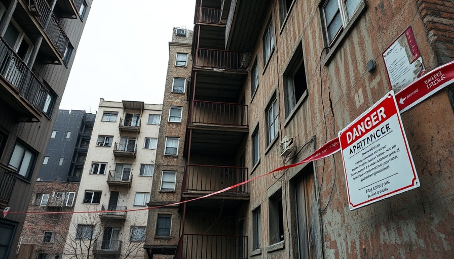 Condemned building with danger signs and red tape in Novato.