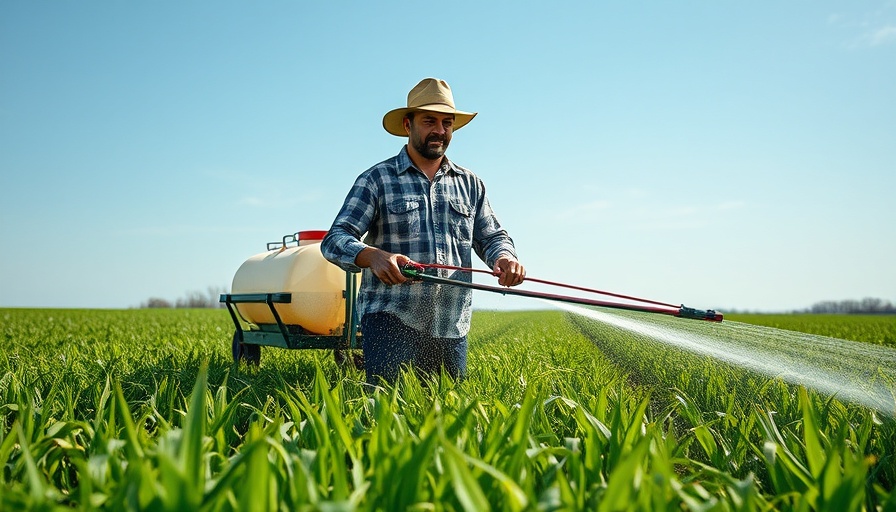 Farmer practicing climate-resilient farming in a green field.