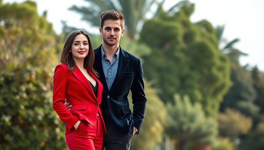 Stylish couple representing business startup funding outdoors.