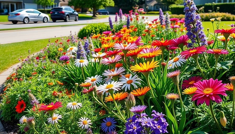 Wildlife-friendly garden border with colorful blooms.