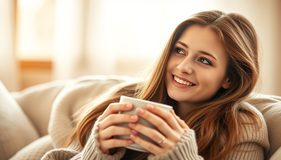 Cozy woman enjoying tea by window, photorealistic.