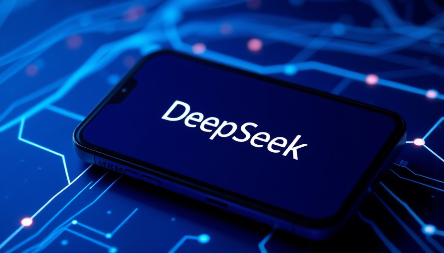 DeepSeek R1 reasoning AI model logo on smartphone screen with digital background.
