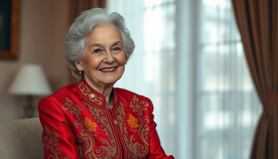 Distinguished woman at author talks and book events in Marin, wearing red jacket.
