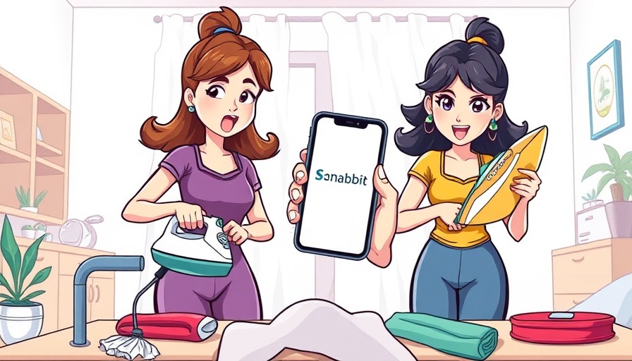 Illustration of women performing home tasks representing Snabbit app.