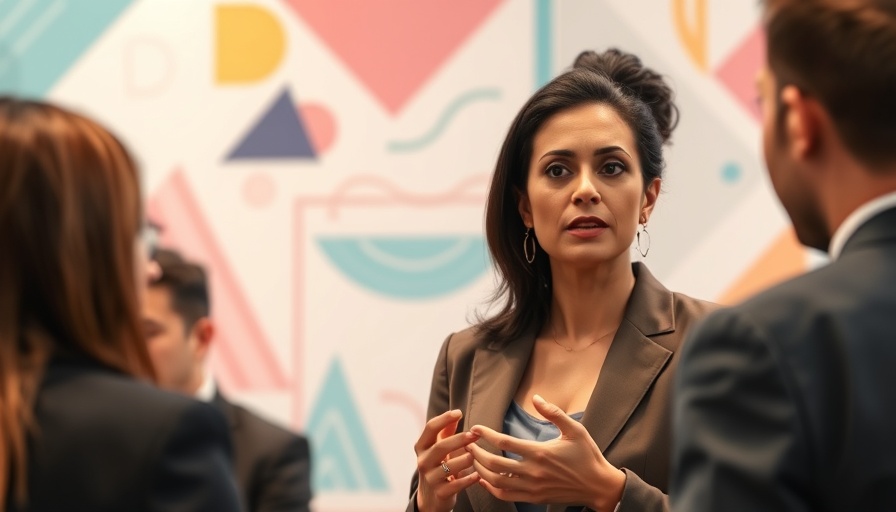 Woman speaking at tech conference on AI deepfakes.