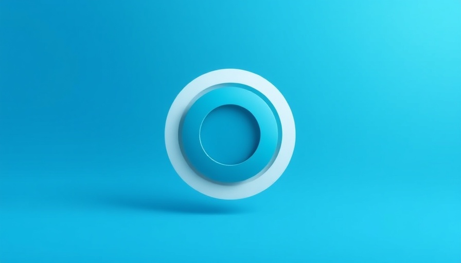 Minimalistic teal logo on a blue background