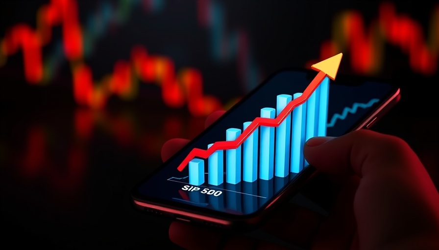 Illustration of S&P 500 stock growth on smartphone.
