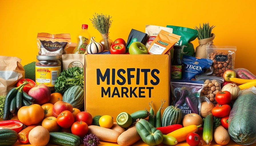 Misfits Market box surrounded by a vibrant mix of groceries.