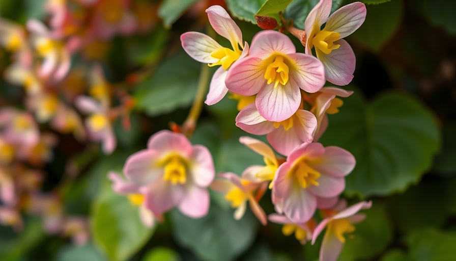Delicate begonias in a planter, perfect annual flowers for shade.