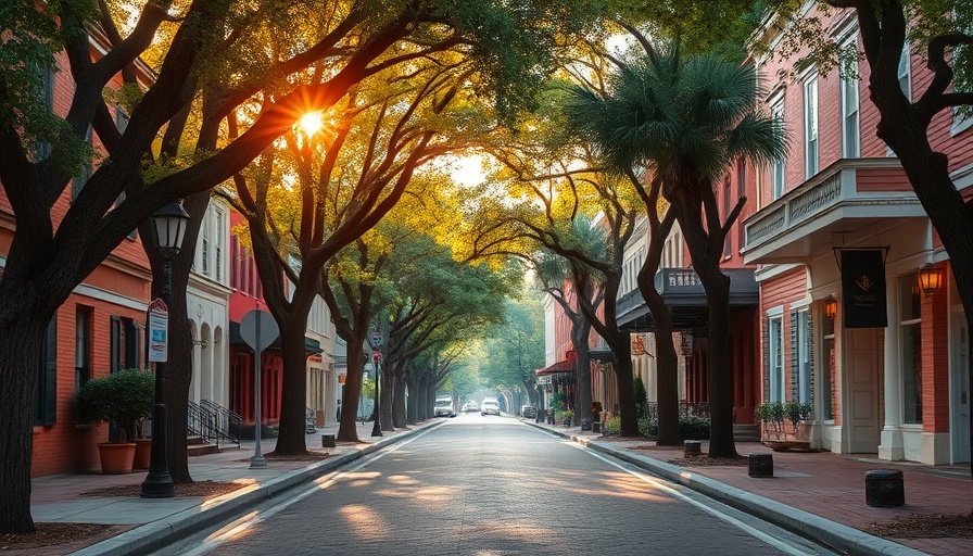 Idyllic street scene in South Carolina highlighting charm and history.